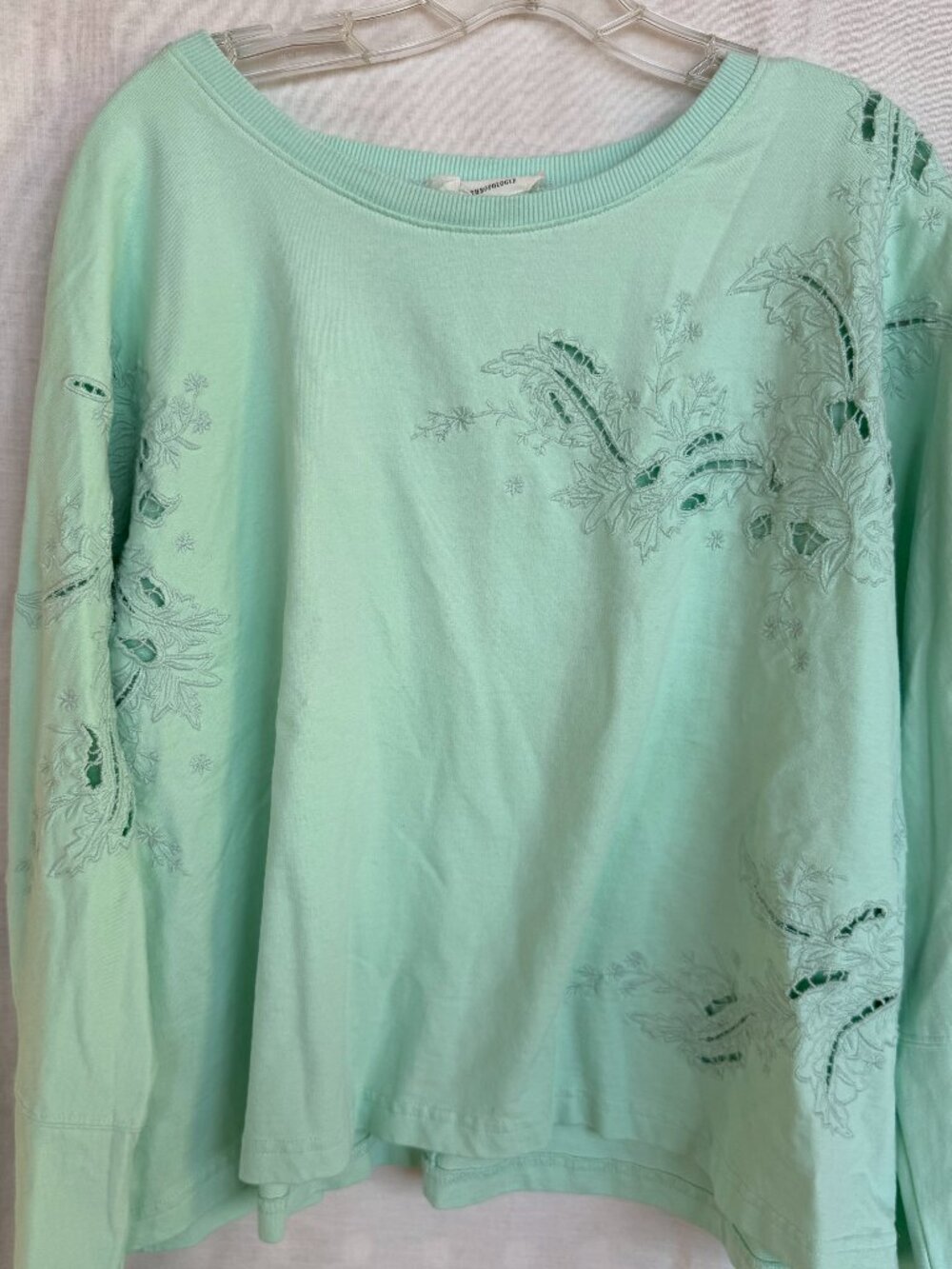Anthropologie Sweatshirt with embroidered lace details